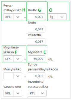Kespro tuote varastokortilla