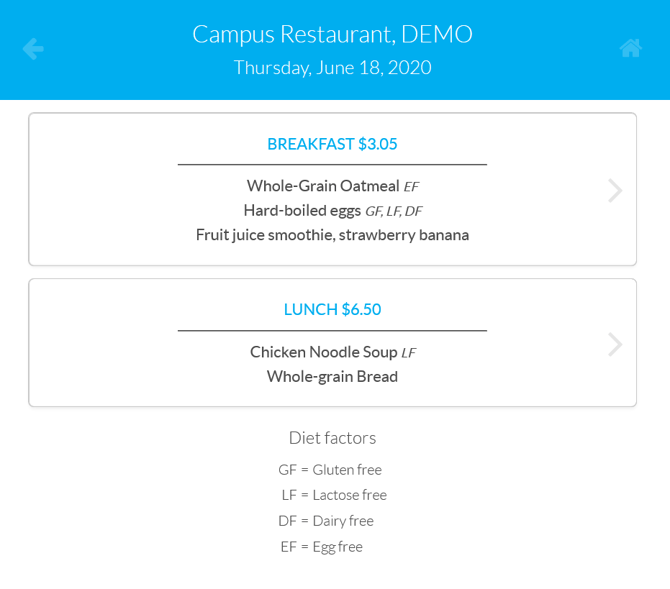 Menu - default ENG