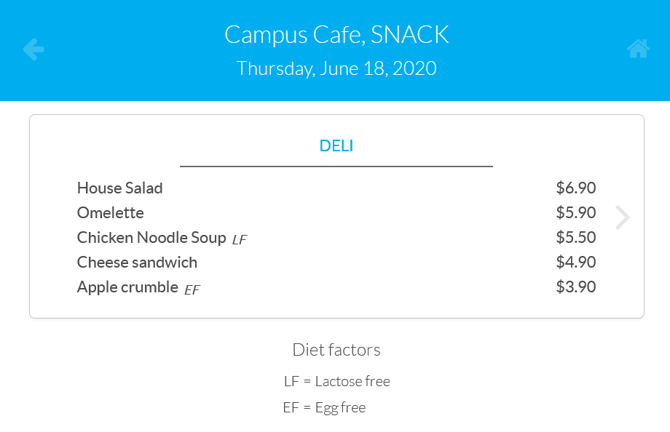Menu - product list ENG