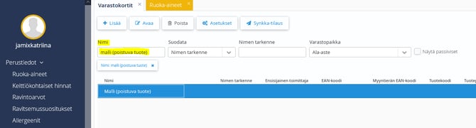 Varastokortit poistuva